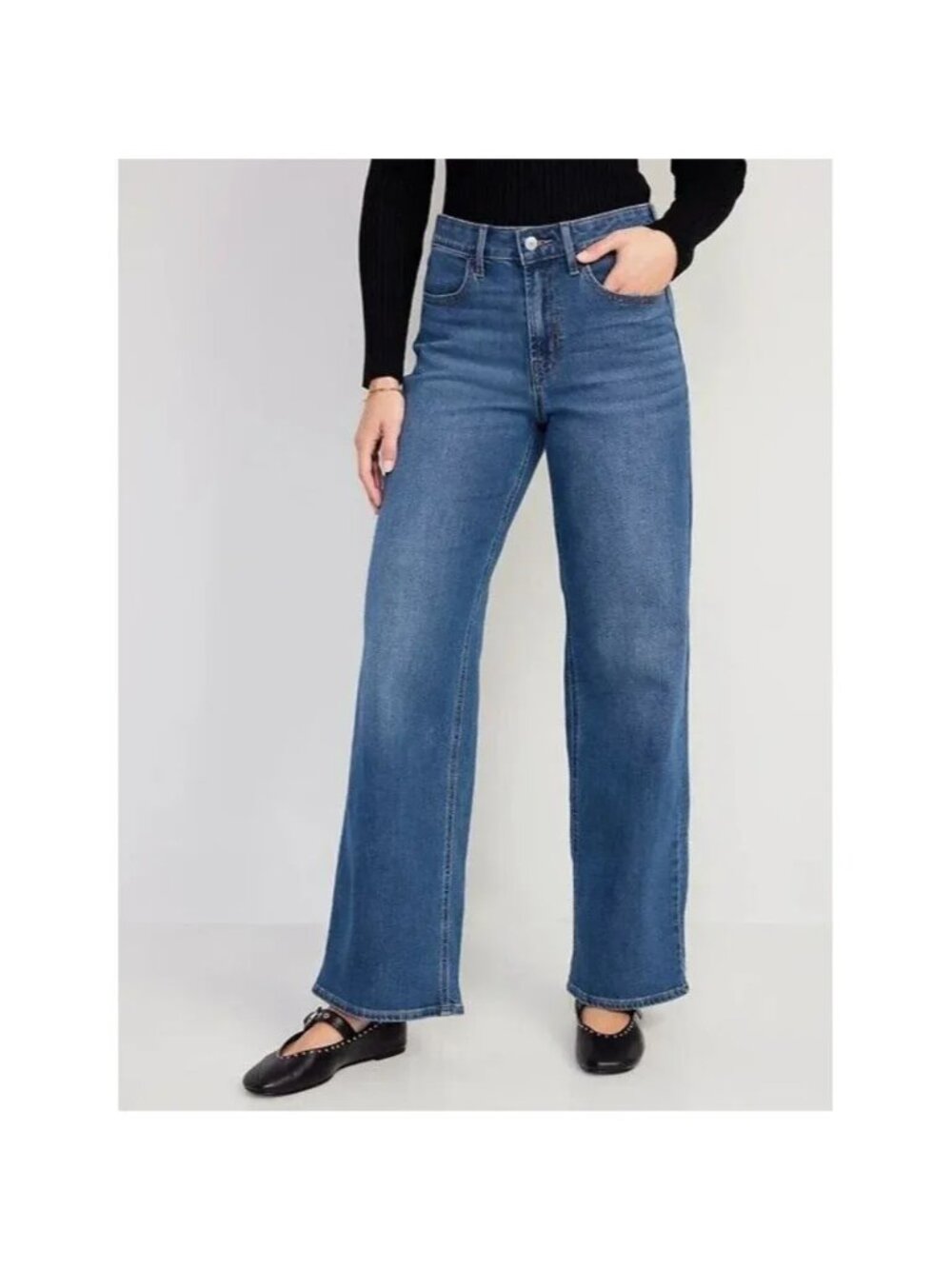 Old Navy WOW Wide Leg Jeans Womens 8 Blue Medium Wash Stretch